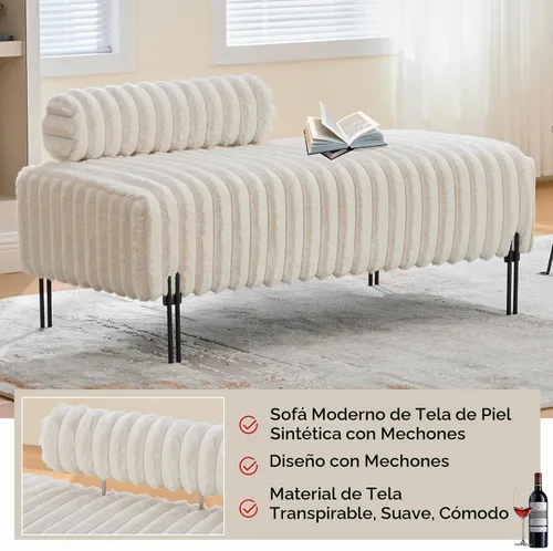Vista 3 de NIOIIKIT Sofá biplaza moderno de 49.6 pulgadas, sofá tapizado con patas doradas y respaldo ajustable, sofás pequeños de piel sintética para Piel