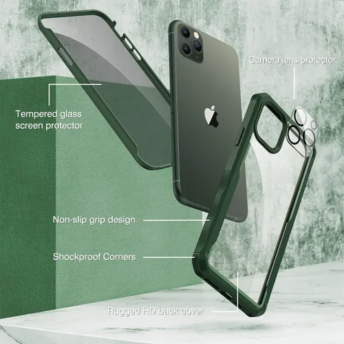 Vista 428 de CENHUFO Funda de privacidad para iPhone 11 Pro, funda de cuerpo completo con protector de pantalla de privacidad de vidrio templado 9H integrado
