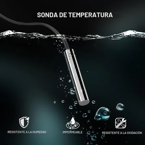 Vista 3 de DROK 3 piezas de sonda de sensor de temperatura de 10K, sonda de temperatura impermeable de 1 metro, sonda de temperatura de acero inoxidable 3950