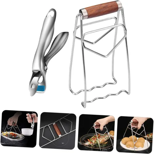 Vista 5 de Abrazadera de tazón de acero inoxidable para platos con clip escaldado, herramienta de cocina para comidas calientes y cuencos