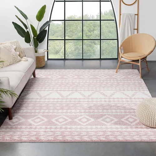 Vista 9 de Well Woven Madison Shag Cossima - Alfombra tribal marroquí gris de 5 pies 3 pulgadas x 7 pies 3 pulgadas, crema, 5 pies 3 pulgadas x 7 pies 3
