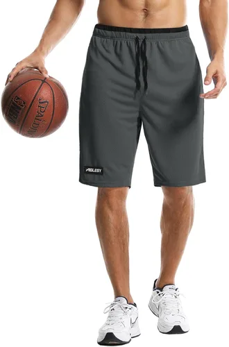Vista 3 de Aolesy Pantalones cortos de baloncesto para hombre de 10 pulgadas, ligeros, de secado rápido, pantalones cortos atléticos para hombre, malla
