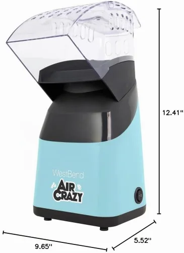 Vista 11 de West Bend Máquina de palomitas de maíz Air Crazy para aperitivos saludables sin aceite, 4 cuartos de galón, color azul
