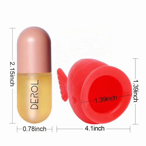 Vista 2 de Herramienta para rellenar los labios+conjunto de brillo de labios, dispositivo de aumento de labios en forma de pez, herramienta de boca de puchero