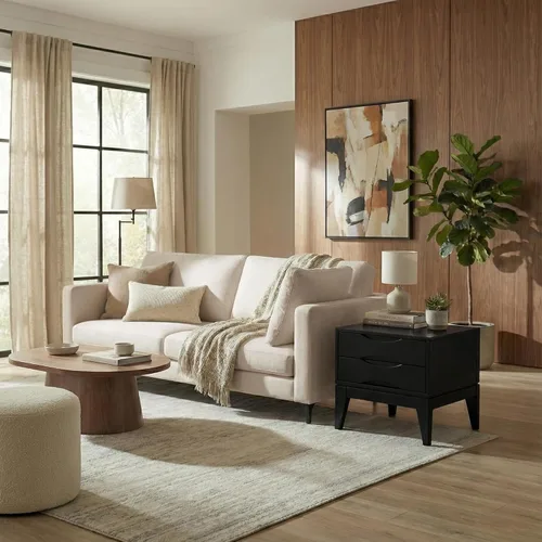 Vista 4 de SIMPLIHOME Harper - Mesa auxiliar rectangular de madera maciza de 22 Negro