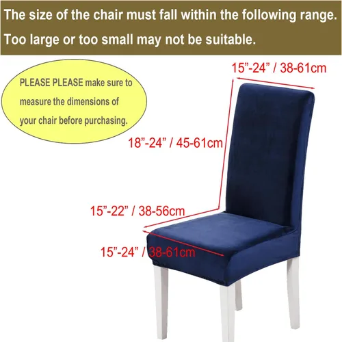 Vista 6 de Juego de 2 fundas de terciopelo suave para sillas de comedor, fundas elásticas de terciopelo para sillas, color negro