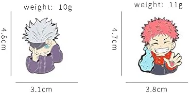 Vista 2 de YIZISUKI Jujutsu Kaisen Figura Gojo Satoru Itadori - Broches de solapa de metal para aficionados al anime Metal