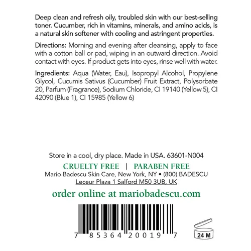 Vista 2 de Mario Badescu Loción especial de pepino Tónico facial no seco y no irritante para eliminar el exceso de aceite y secar brotes Revitalizante
