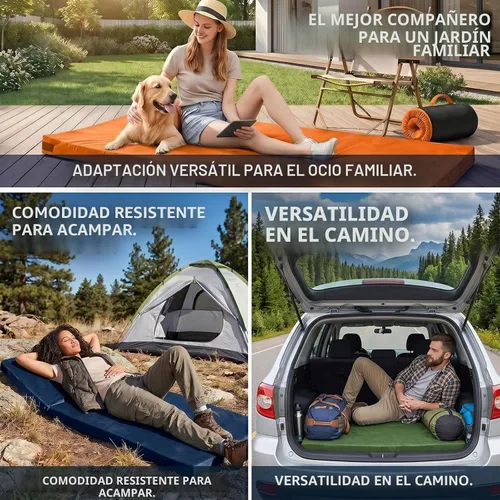 Vista 2 de Almohadilla de colchón de campamento, colchón de espuma viscoelástica de 3 pulgadas con parte inferior antideslizante y funda lavable, tapete Gris
