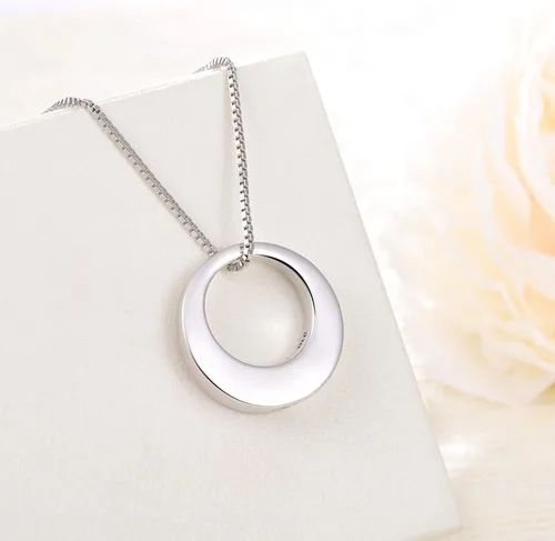 Vista 2 de BEILIN Collar de urna conmemorativa de la eternidad del círculo de la vida de plata de ley Always with me, joyería de cremación, collares