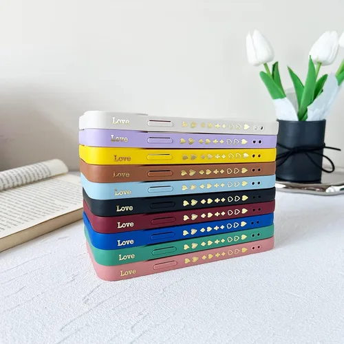 Vista 2 de Yeddabox Funda compatible con iPhone 12 Pro Max para mujer, funda bronceadora de lujo con forma de corazón, bonita funda de TPU suave a prueba