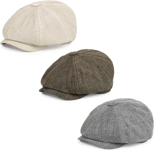 Vista 10 de Gorro de periódico de 3 piezas para hombres y mujeres, elástico de 8 paneles