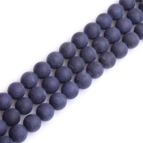Vista 48 de Cuentas espaciadoras redondas de ágata negra esmerilada mate mate de 0.157 in para fabricación de joyas de 15 pulgadas