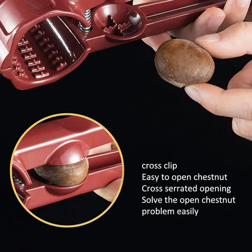 Vista 6 de Herramienta de cascanueces, abridor de nueces rojas, cáscara de cascanueces de aluminio, cáscara de nuez fina pulida, abridor de tuercas