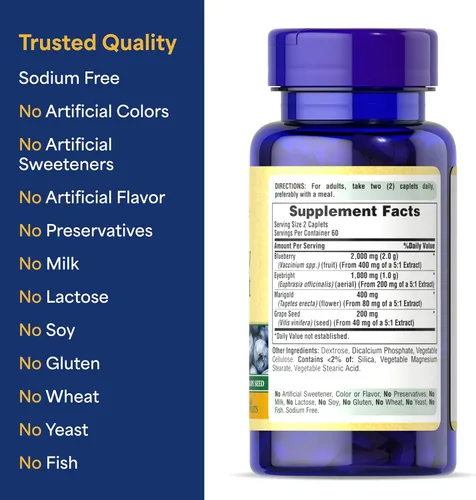 Vista 6 de Puritan's Pride Complejo prémium Blueberry Eyebright, 120 comprimidos