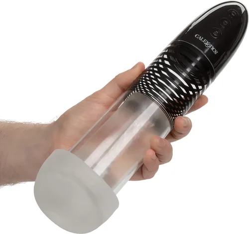 Vista 4 de CalExotics, Optimum Series Bomba inteligente automática – Bomba de pene de mejora masculina con funda de silicona Stroker – Juguetes sexuales