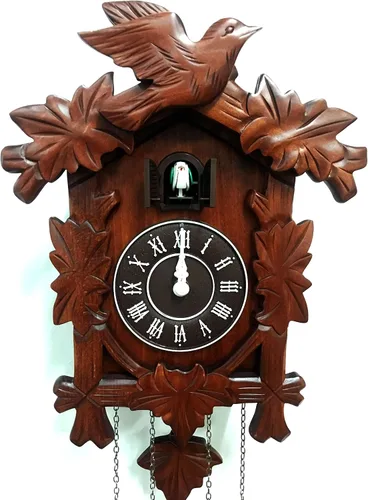 Vista 4 de Rylai Reloj de Cuco Vintage Grande de Madera para Pared Hecho a Mano 13x9.5 Pulgadas Marrón Tamaño grande 13x9.5 pulgadas Diseño tradicional Blanco