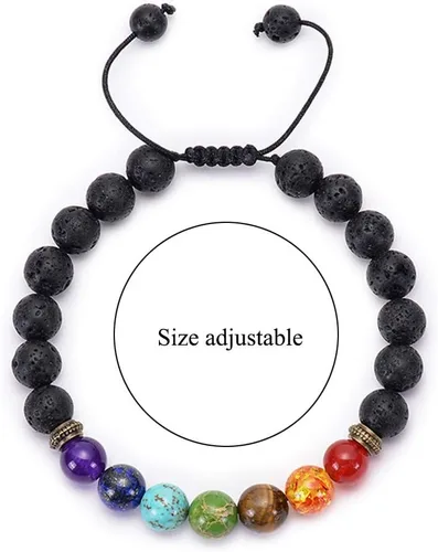 Vista 7 de LUBINGSHINE Pulsera de roca de lava de 0.315 in, cuerda trenzada de piedra natural, pulsera de yoga para hombres y mujeres