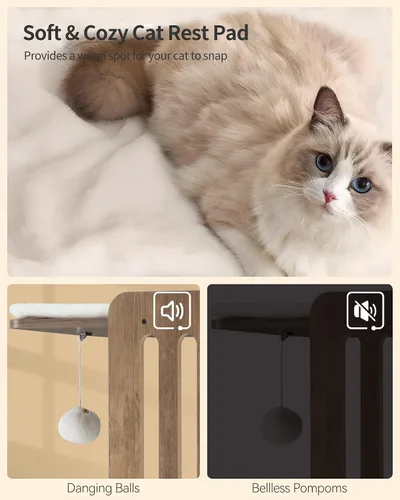 Vista 6 de FourFurPets Árbol Moderno para Gatos, Torre para Gatos de 58 Pulgadas para Gatos Grandes, Árbol para Gatos Maine Coon con Tabla de Rascar, Percha