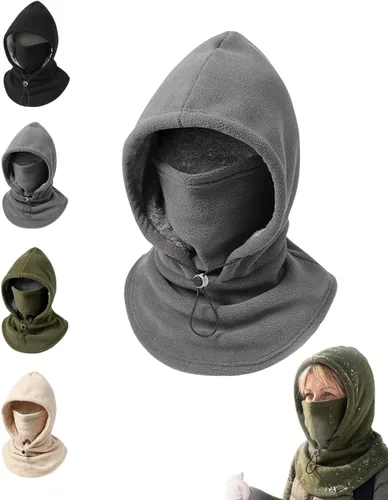 Vista 11 de 3 in 1 Winter Hood Fleece Face Mask & Neck Warmer for Cycling Multicolor 4pc