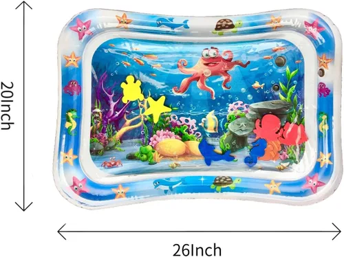 Vista 4 de PandaEar Paquete de 2 Alfombrillas de Agua para Tiempo Boca Abajo para Bebé, Alfombrillas de Juego de Agua Inflables Juguetes para Bebés Recién