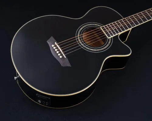 Vista 3 de Washburn EA10B-A Serie Festive Petite Jumbo Cutaway Guitarra Eléctrica Acústica