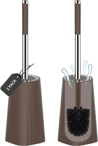 Vista 12 de SetSail Cepillo de Inodoro, Juego de Cepillo de Inodoro de Tamaño Compacto y Soporte para Baño con Mango de Acero Inoxidable, Cepillo Limpiador