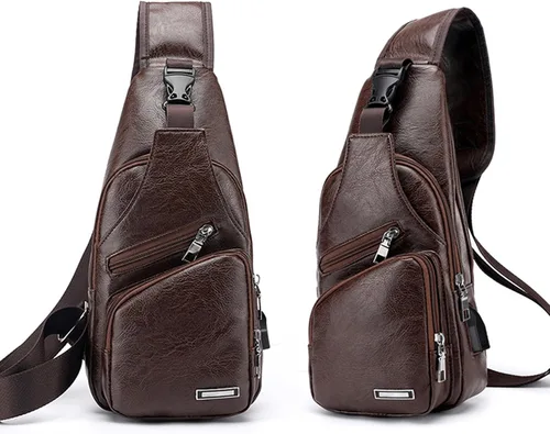 Vista 4 de Seoky Rop Bolso bandolera para hombre con puerto de carga USB