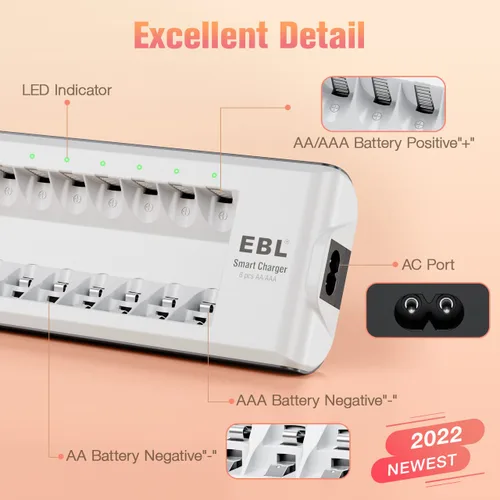 Vista 8 de EBL Cargador con 8 – Batería