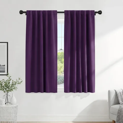 Vista 37 de PONY DANCE Cortinas cortas con aislamiento térmico para ventana pequeña, para guardería, baño, cocina, lavandería, caravana, sótano, 29 pulgadas