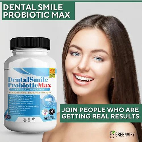Vista 5 de DentalSmile ProbioticMax, suplemento probiótico oral avanzado, 40 mil millones de UFC, 60 cápsulas, sin gluten (1)