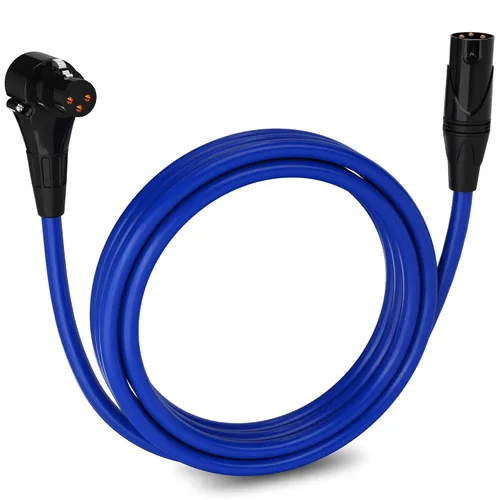 Vista 52 de LyxPro Cable de micrófono XLR hembra a macho de ángulo recto de 3 pines de 1.5 pies para altavoces amplificados, interfaz de audio, rendimiento