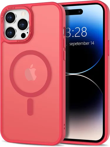 Vista 208 de Anuck - Funda magnética para iPhone 11 compatible con MagSafe, carcasa trasera mate translúcida dura, borde de TPU, delgada, resistente a impactos