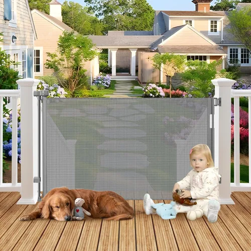 Vista 11 de Puerta retráctil para exteriores resistente a la intemperie para perros con tornillos y varillas de acero inoxidable que no se oxidan, puertas