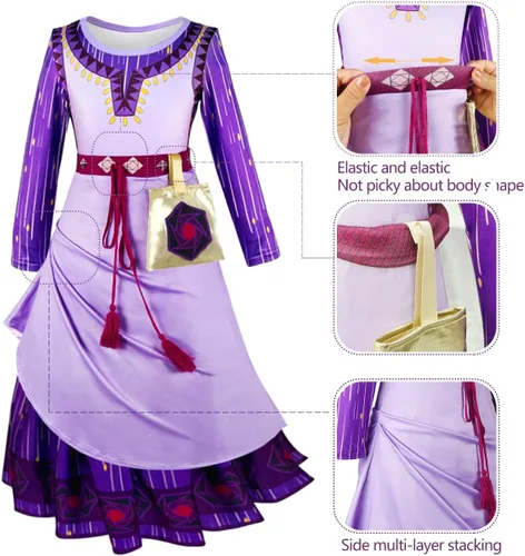 Vista 2 de Zalongye Disfraz de princesa de Asha Wish para niñas, disfraces de Navidad
