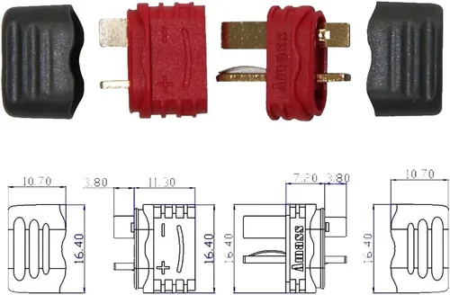 Vista 6 de Amass - 10 pares de conectores en T actualizados de la funda Deans Conector Deans Plug para piezas RC (10 pares de enchufe en T)