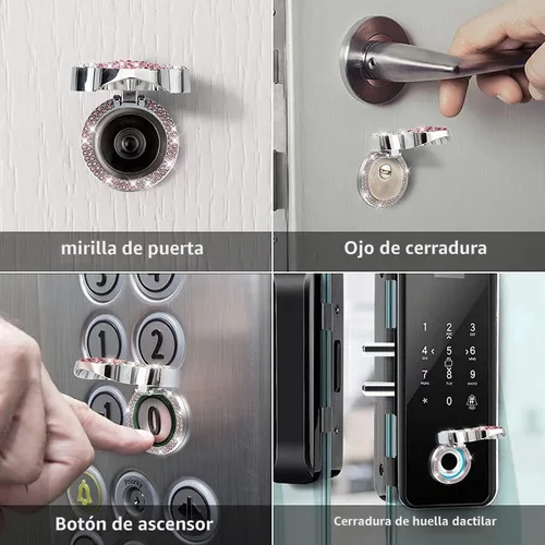 Vista 6 de Pangpai Accesorios Lindos de Cubierta de Botón de Arranque, Cubierta de Botón de Arranque de Motor de Cristal Brillante, Adhesivo Interior de Negro