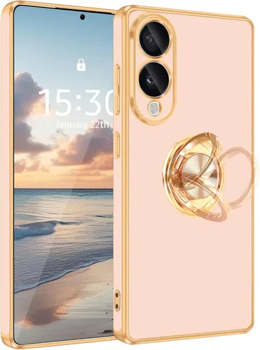 Vista 16 de Fingic Compatible con Samsung Galaxy S22 Funda con Soporte de Anillo, [Soporte de Anillo Giratorio 360° Magnético con Kickstand][Borde Dorado