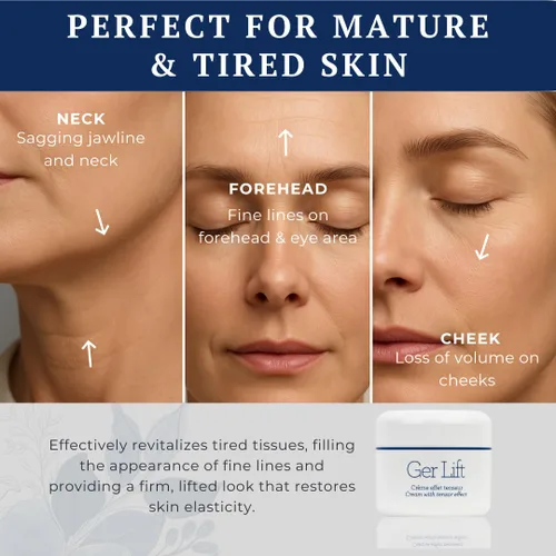 Vista 5 de Gernetic Ger Lift Crema facial reafirmante y lifting con efecto tensor, péptidos de colágeno marino, cuidado de la piel madura para mujeres