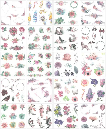 Vista 11 de allydrew Washi - Juego de calcomanías para álbumes de recortes, diseño floral azul (20 hojas)