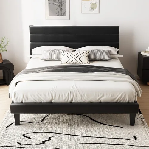 Vista 18 de VINGLI Base de cama individual para niños, cama de plataforma tapizada Boucle con cabecera ajustable, soporte de listones de madera resistente, cama
