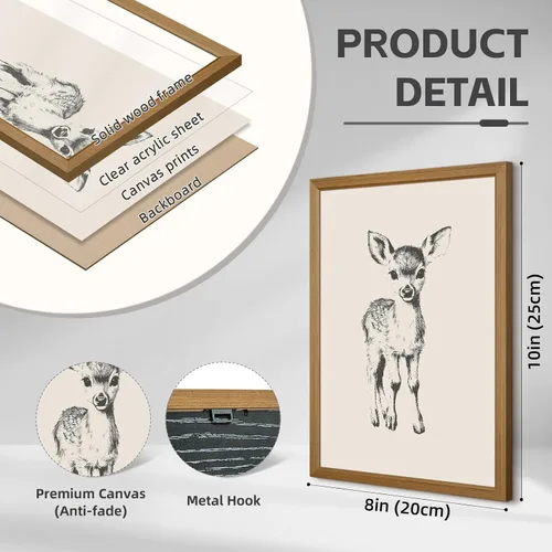 Vista 2 de Arte de pared para guardería, lienzo de animales del bosque, decoración de pared, imágenes de la habitación del bebé, impresiones de animales