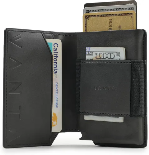 Vista 3 de VANTA Cartera plegable Lynx con más de 6 ranuras para tarjetas de crédito y banda de dinero, Billetera plegable