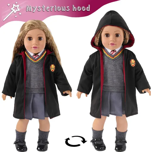 Vista 3 de Ropa y accesorios de muñeca de 18 pulgadas, el conjunto de disfraz de uniforme escolar incluye zapatos para niñas (sin muñeca)