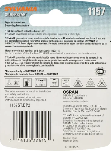 Vista 2 de SYLVANIA - 1157 Bombilla Mini SilverStar - Luz más brillante y más blanca, ideal para luces de circulación diurna (DRL) y luces de reversa