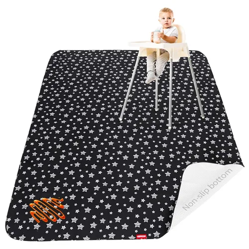 Vista 14 de Tapete portátil antideslizante para silla de bebé, 46 x 42 pulgadas, estrella negra