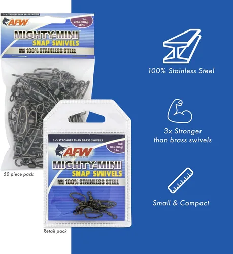 Vista 2 de American Fishing Wire Mighty Mini grúa giratoria, línea de pesca esencial, equipo de pesca compacto, giro de agua salada, giro de acero inoxidable