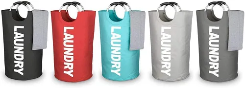 Vista 7 de Mziart Bolsa para lavandería plegable con manijas de aleación para universidad, campamento y el hogar