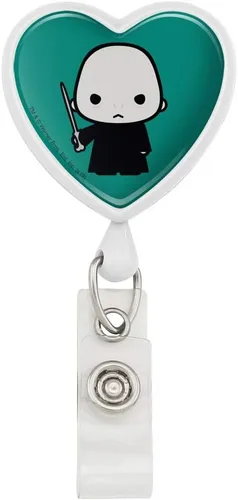 Vista 11 de Harry Potter lindo patrón Chibi corazón cordón retráctil carrete insignia tarjeta de identificación titular