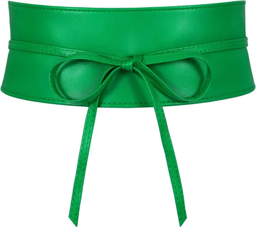 Vista 15 de JASGOOD Cinturón de cuero estilo Obi para mujer, cinturón ancho cruzado Negro